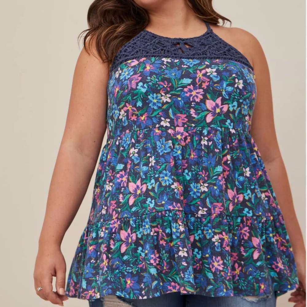 Torrid Tiered High Neck Crochet Tunic